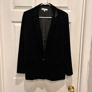 OVi Black Velvet One Button Blazer Women's Size Small Whimsigoth‎ Party